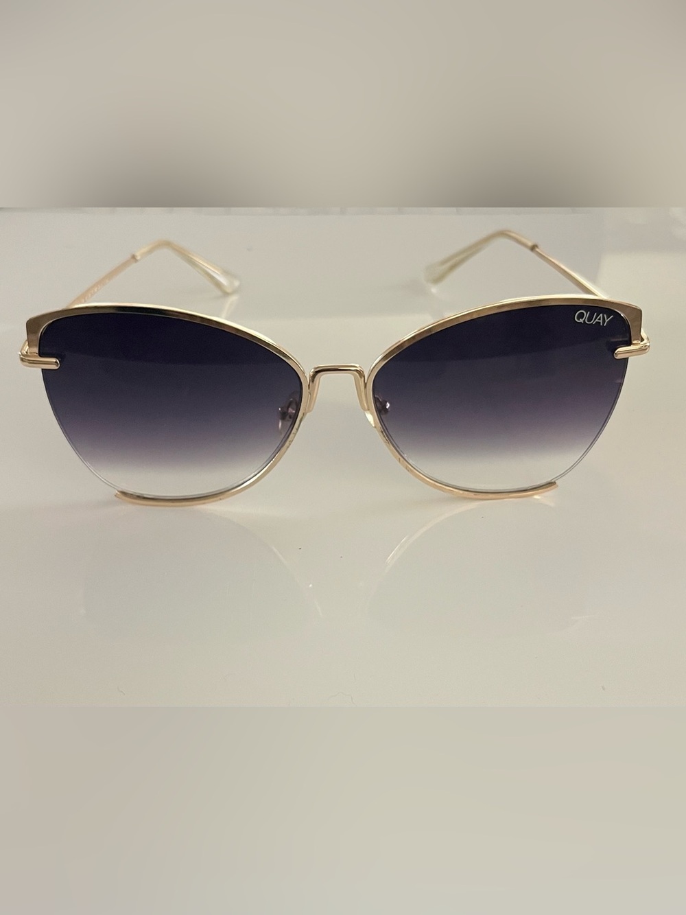 Quay Australia Gold Frame Sunglasses with Gradient Black Lenses